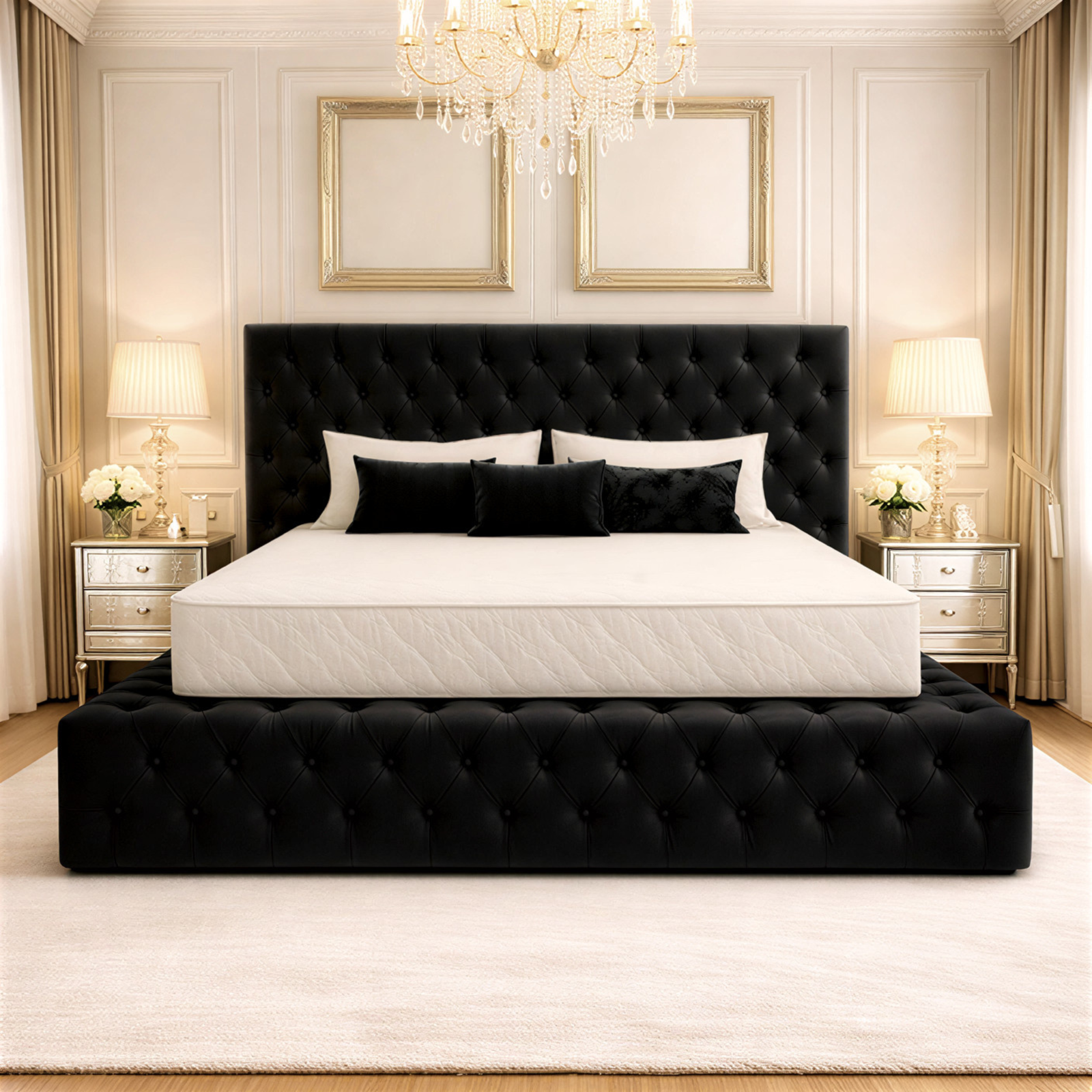 Liverpool Chesterfield Wide Ottoman Upholstered Storage Bed Frame
