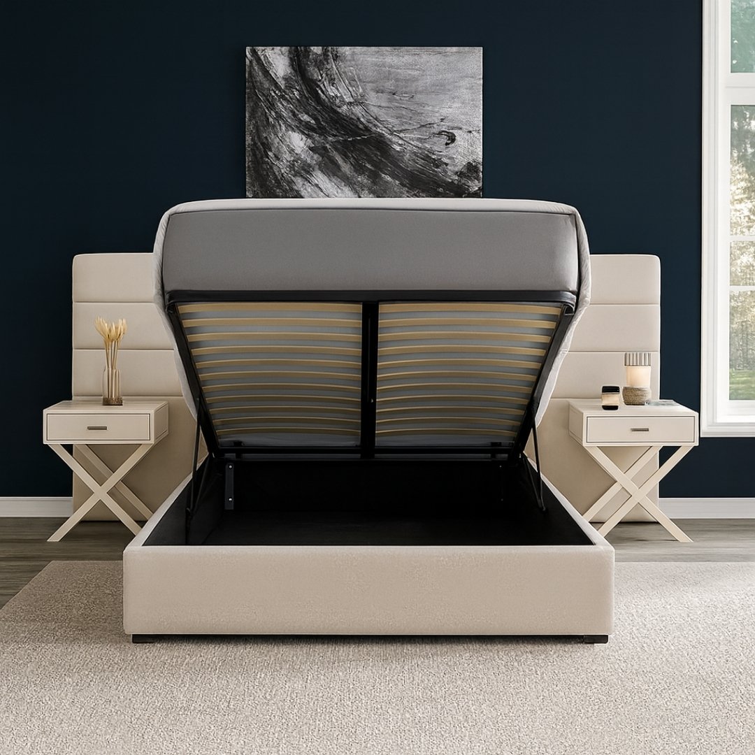 Brookside Triple Wide Back Bed Frame with Optional Ottoman Storage - Image 2