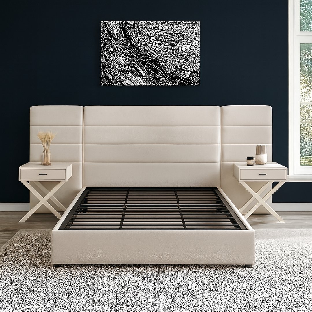 Brookside Triple Wide Back Bed Frame with Optional Ottoman Storage - Image 3