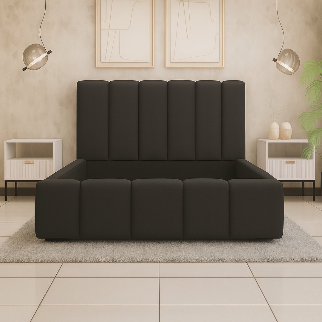 Fluff Line Padded Ottoman Upholstered Storage Bed Frame - Image 3