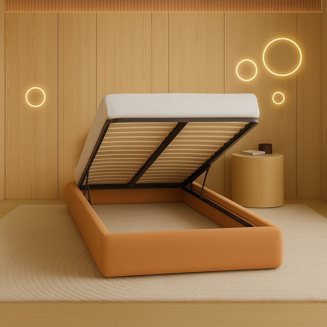 Manhattan Round Head Ottoman Upholstered Storage Bed Frame - Image 2