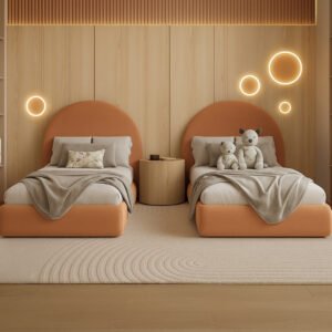 Manhattan Round Head Ottoman Upholstered Storage Bed Frame