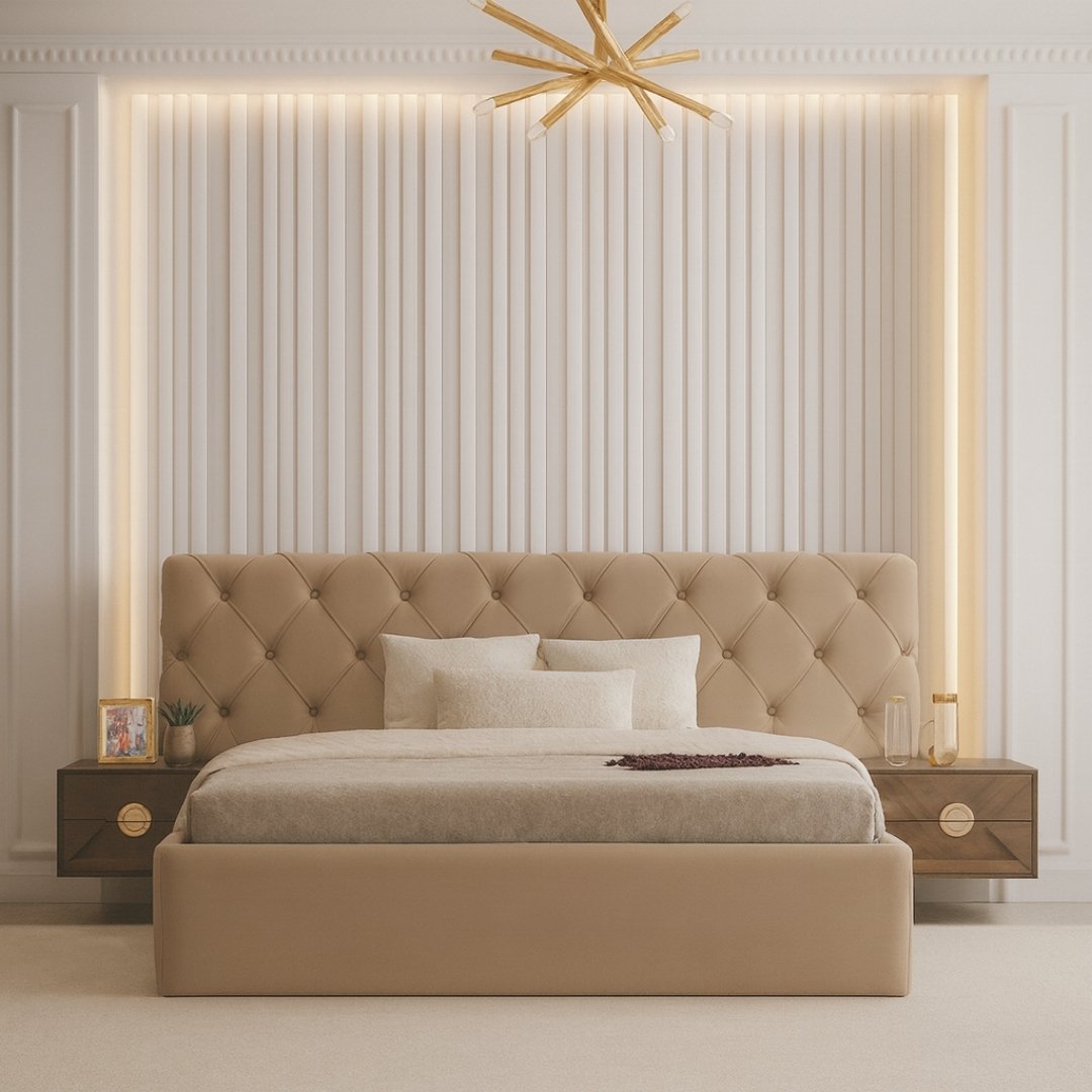 Nottingham Wide Back Chesterfield Ottoman Upholstered Storage Bed Frame