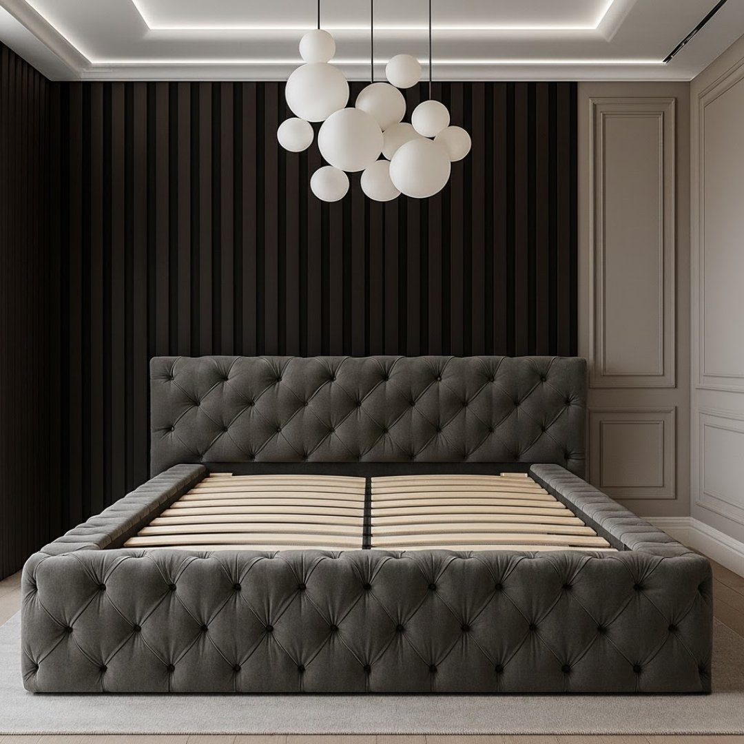 NovaLine Platform Chesterfield Ottoman Upholstered Storage Bed Frame - Image 3