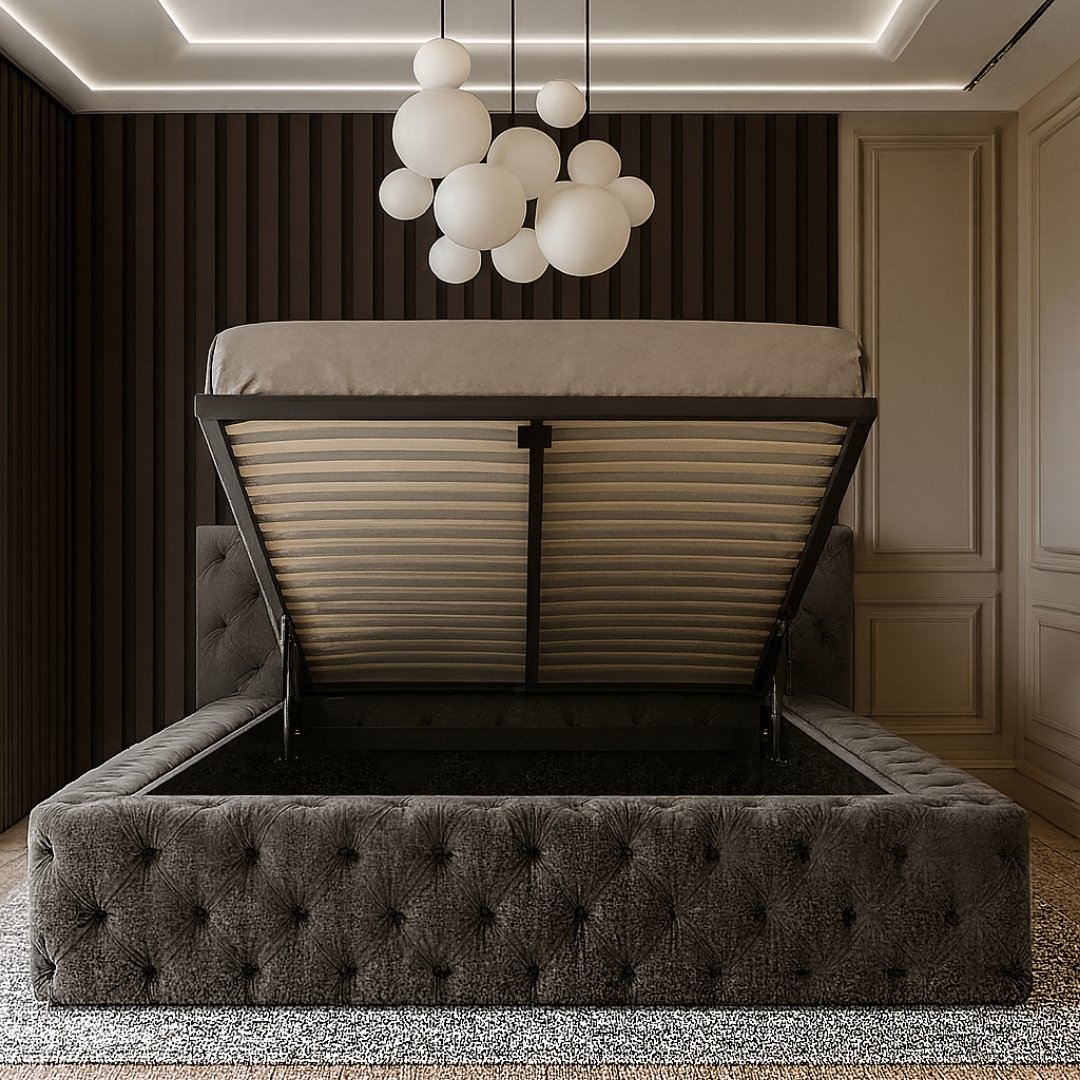 NovaLine Platform Chesterfield Ottoman Upholstered Storage Bed Frame - Image 2