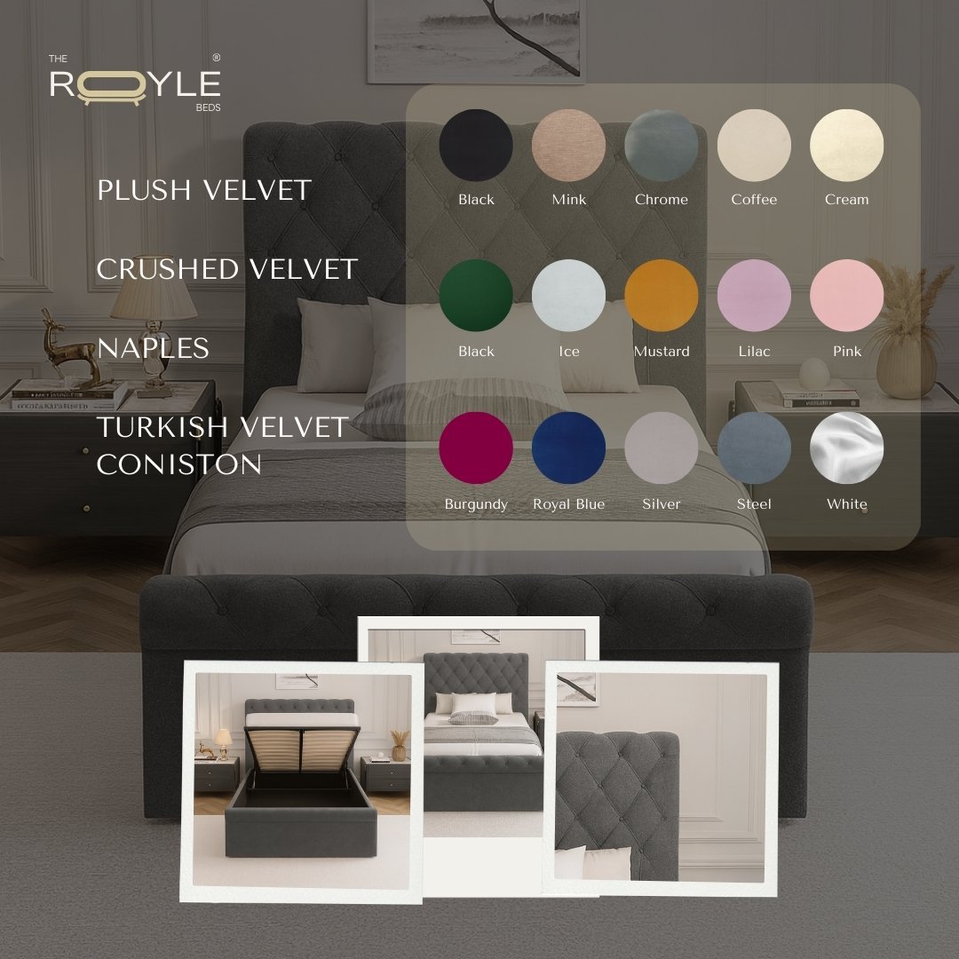 Sienna Single Sleigh Bed Frame with Optional Ottoman Storage - Image 3