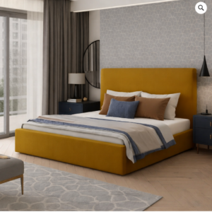 Modern Argan Rolled Back Ottoman Upholstered Storage Bed Frame