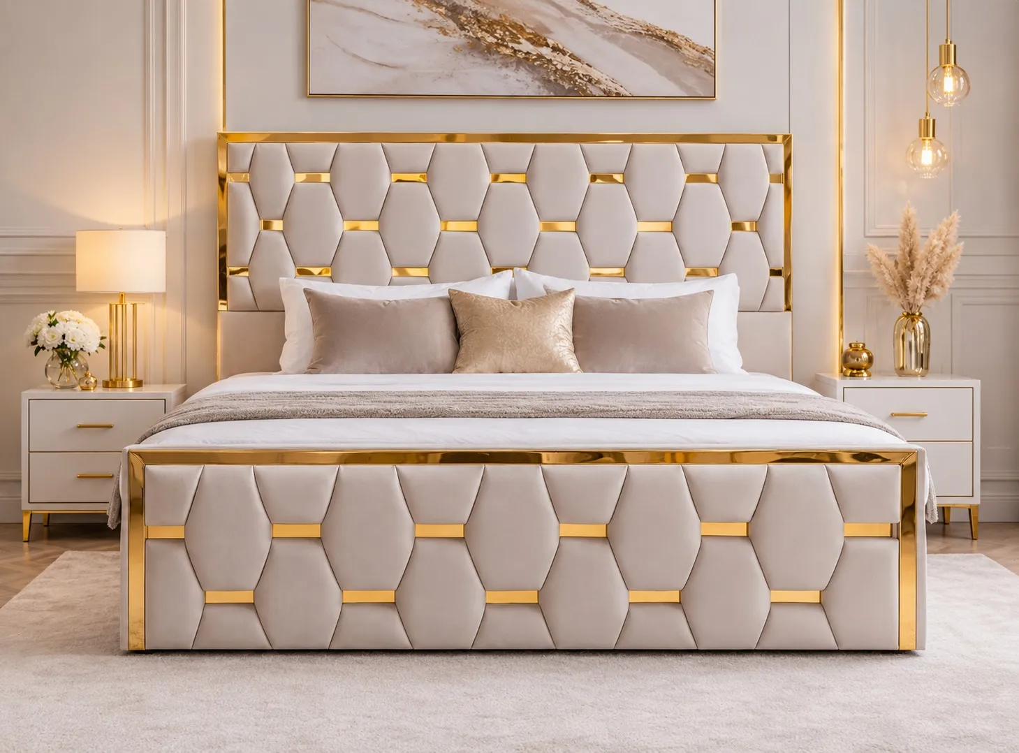 Luxury upholstered Royle bed in a premium bedroom