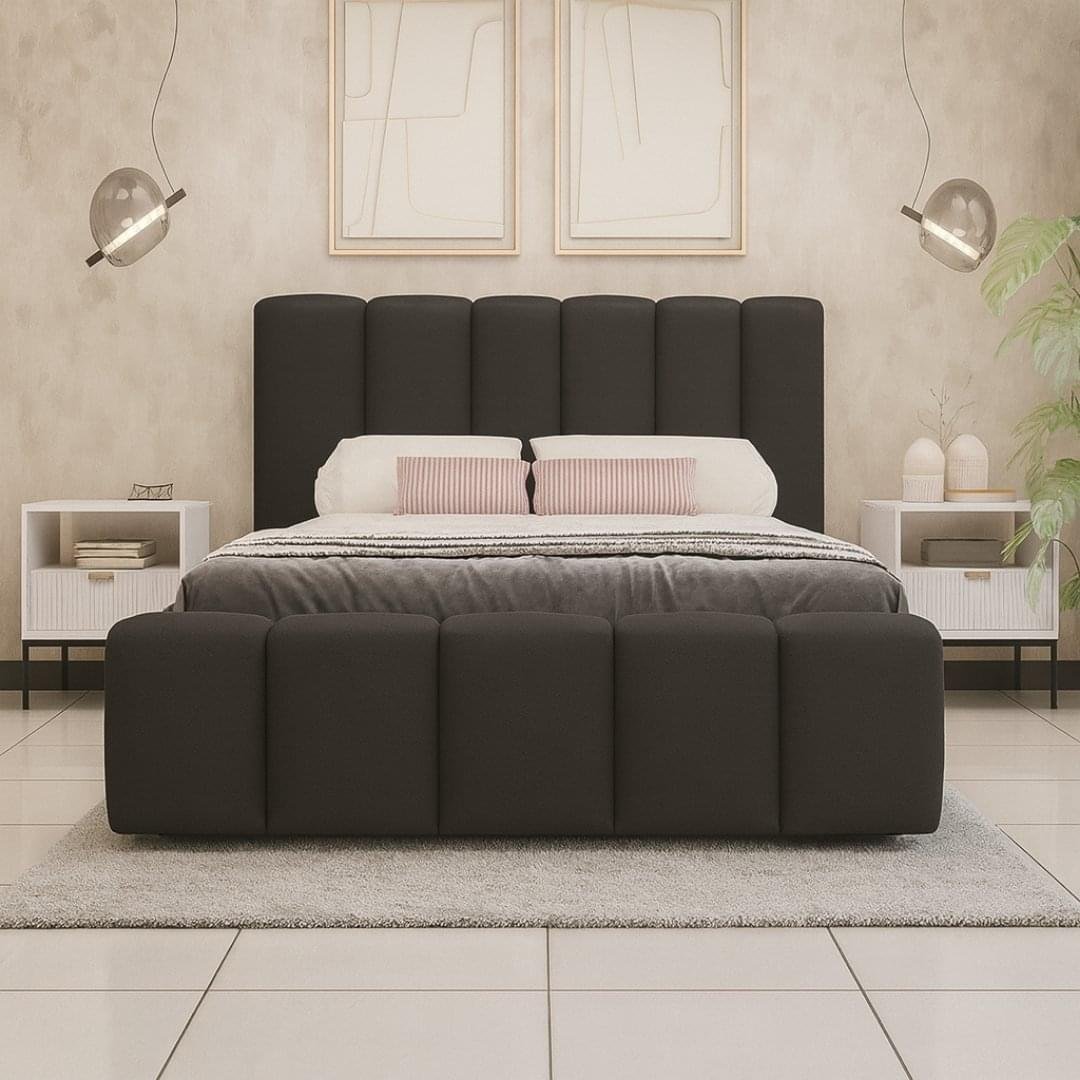 Fluff Line Padded Ottoman Upholstered Storage Bed Frame