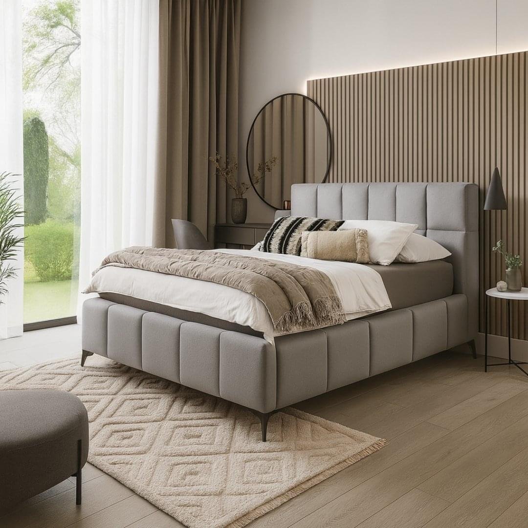 Modern Glasgow Square Padding Ottoman Upholstered Storage Bed Frame